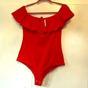 J Crew red bodysuit